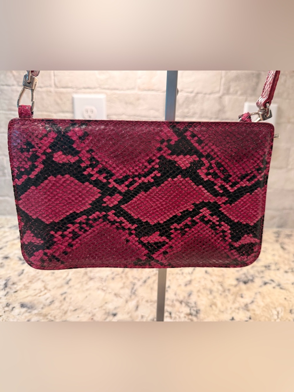 Furla EUC Pink & Black Snakeskin Shoulder Bag